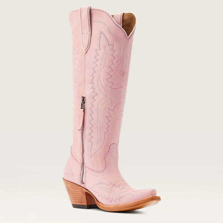 Women's embroidered cowboy boots with pointed toe, Cuban heel, side pull tab