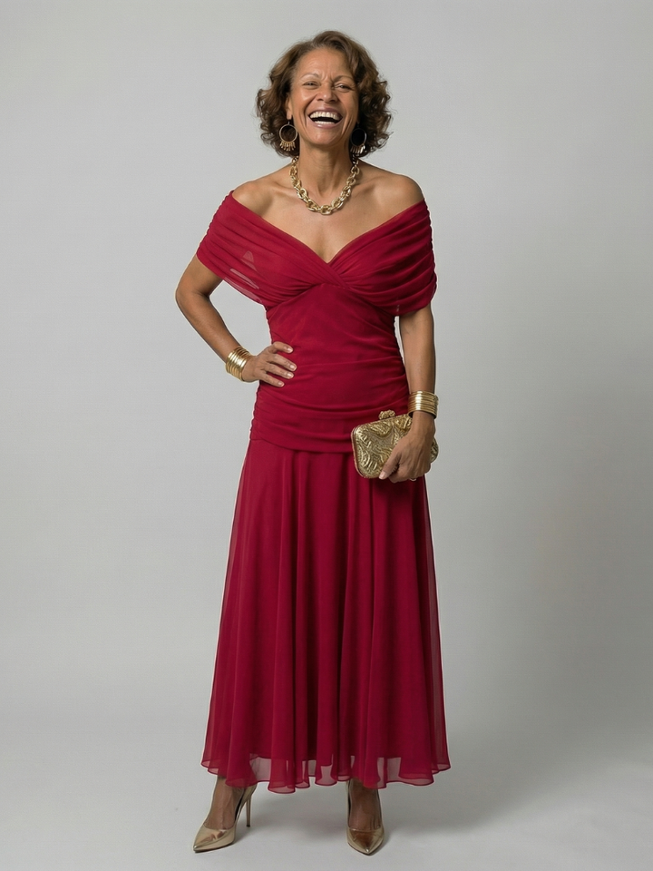 Calen | Off-Shoulder Flow Midi Dresses