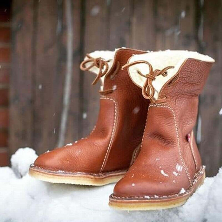 Women's waterproof fleece boots with warm wool lining - ideal for winter