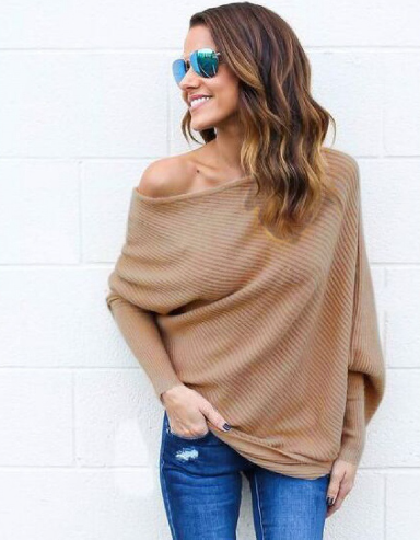 Off-Shoulder Neckline Sweater for Women