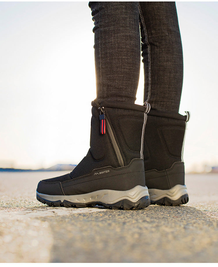 Women's winter boots with side zipper - waterproof, non-slip, durable snow boots with warm lining
