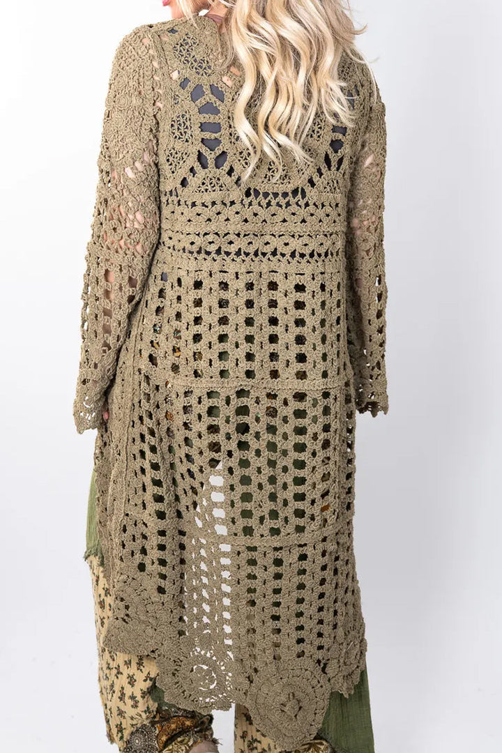 Women’s Crochet Pullover with Relaxed Boho Knit Texture