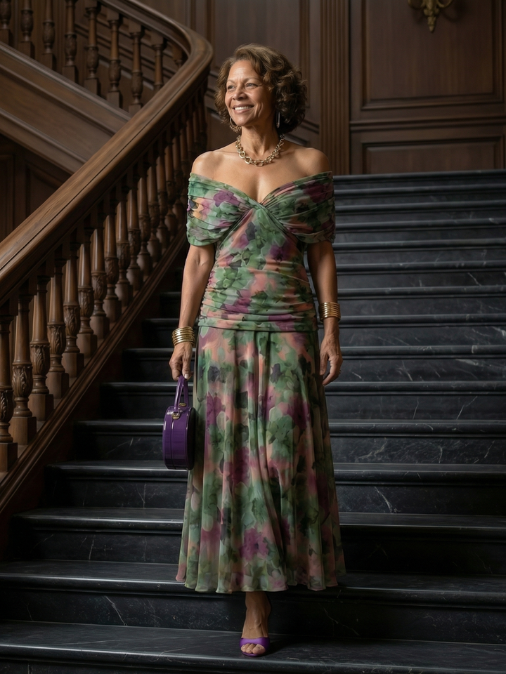 Calen | Off-Shoulder Flow Midi Dresses