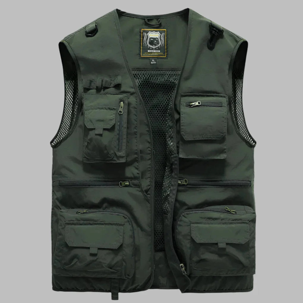 Men's Lightweight Multi-Pocket Utility Vest | Water-Repellent Travel Gilet | Breathable Summer Outdoor Bodywarmer