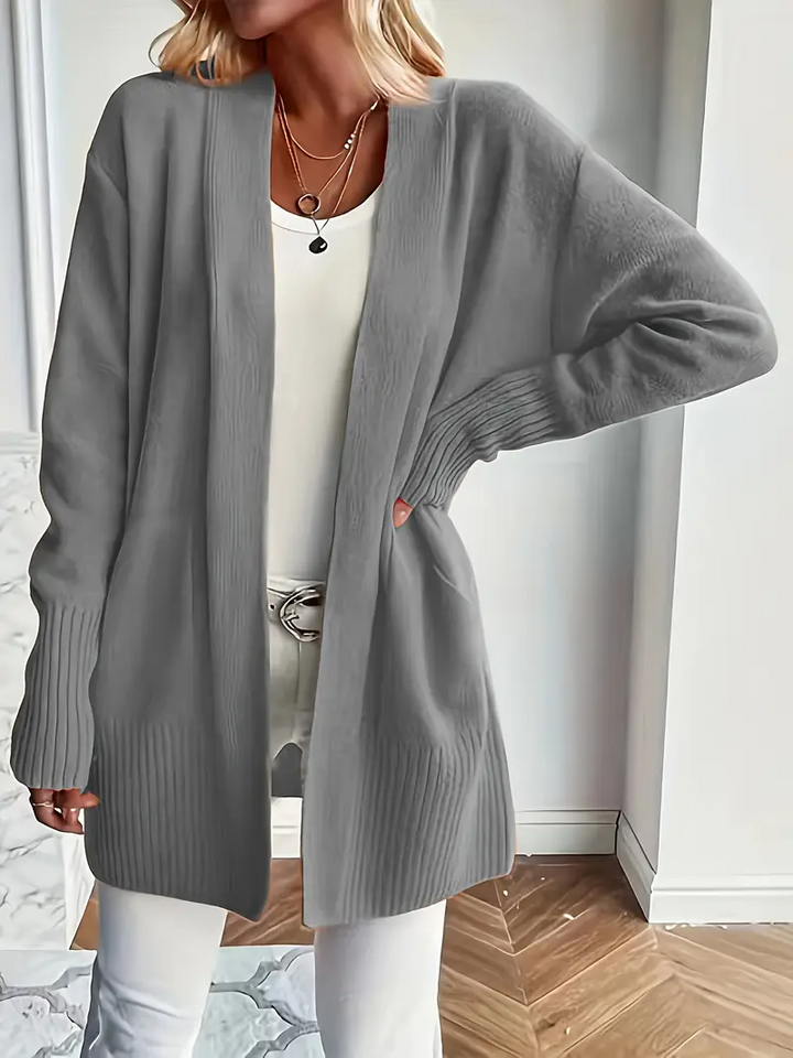 Women's knitted sweater with a round neckline and relaxed fit