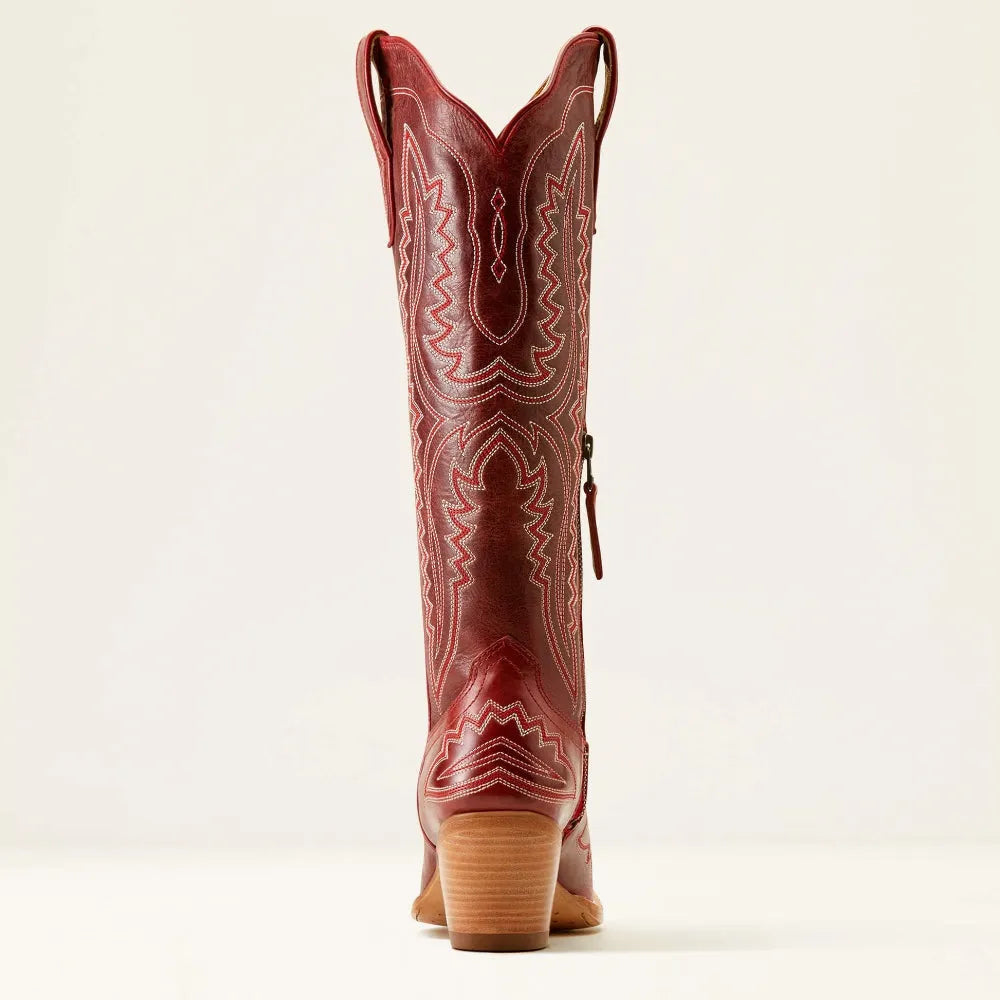 Women's embroidered cowboy boots with pointed toe, Cuban heel, side pull tab