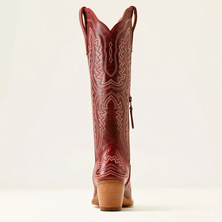 Women's embroidered cowboy boots with pointed toe, Cuban heel, side pull tab
