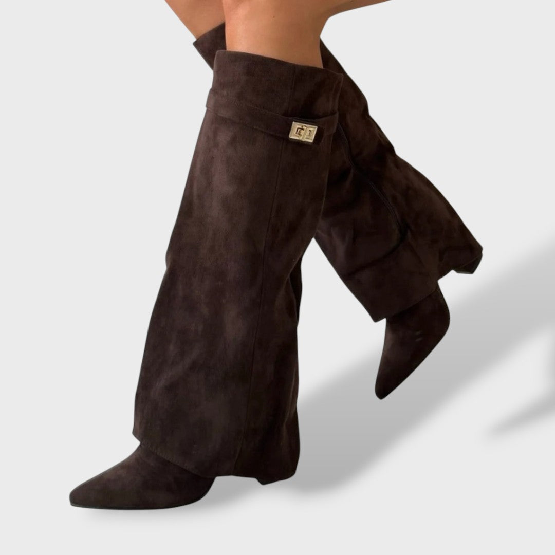 Women's Knee High Suede Boots | Classic Tall Autumn Winter Boots with Padded Insole for All Day Comfort and Style