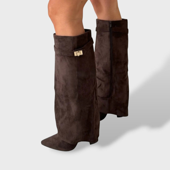 Women's Knee High Suede Boots | Classic Tall Autumn Winter Boots with Padded Insole for All Day Comfort and Style