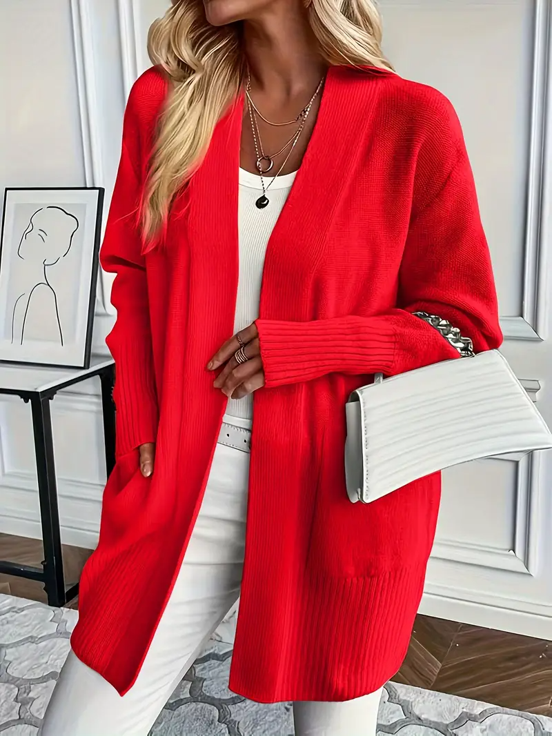 Women's knitted sweater with a round neckline and relaxed fit