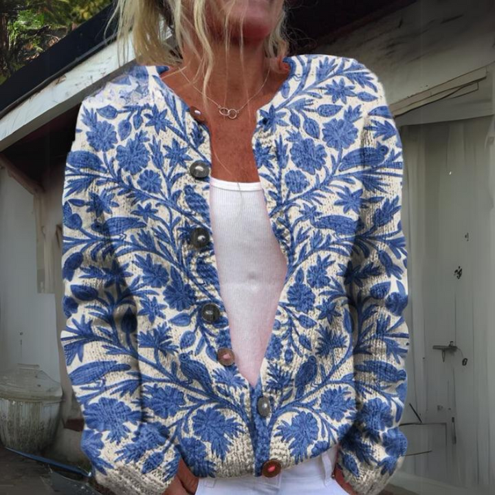 Women's Floral Print Button Cardigan