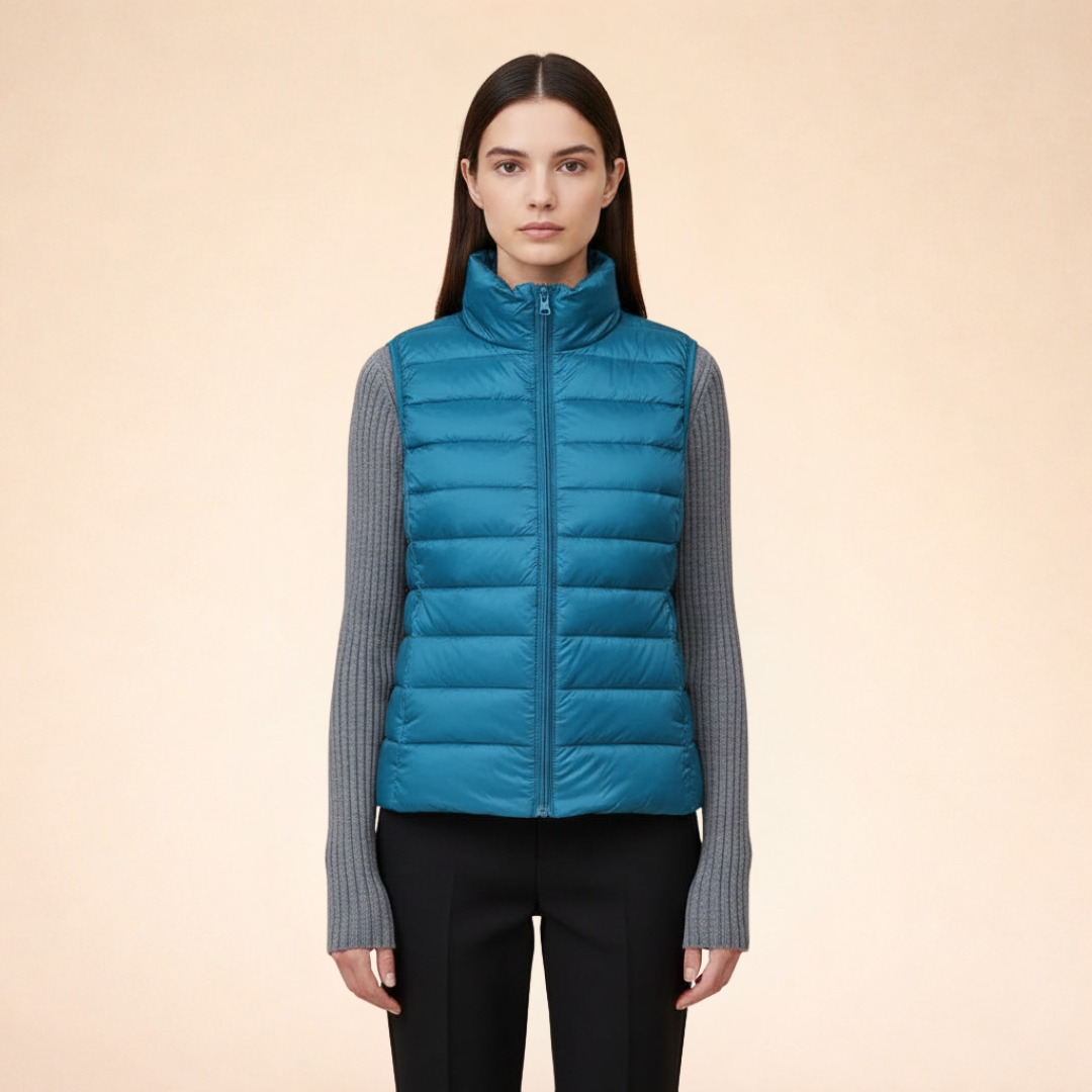 Women's Ultralight Down Vest | Lightweight Padded Gilet with Stand-Up Collar | Slim Fit Quilted Nylon Bodywarmer for Layering