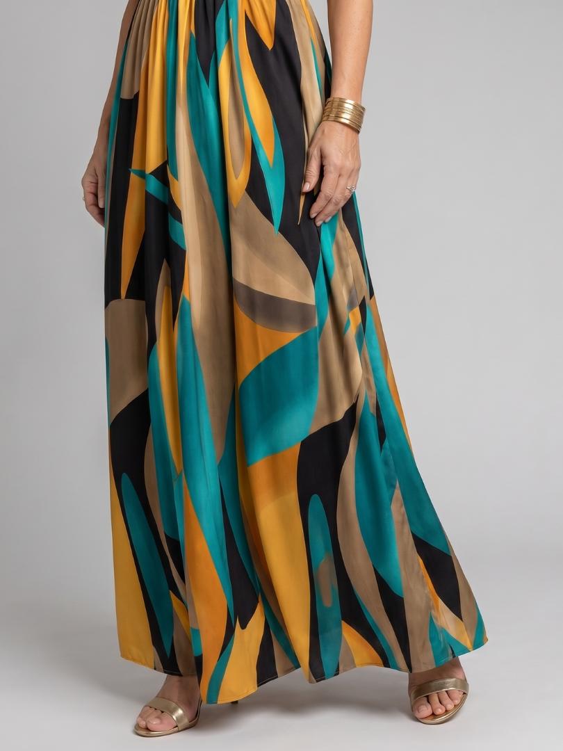 Zarela | Sleeveless Abstract Print Maxi Dress