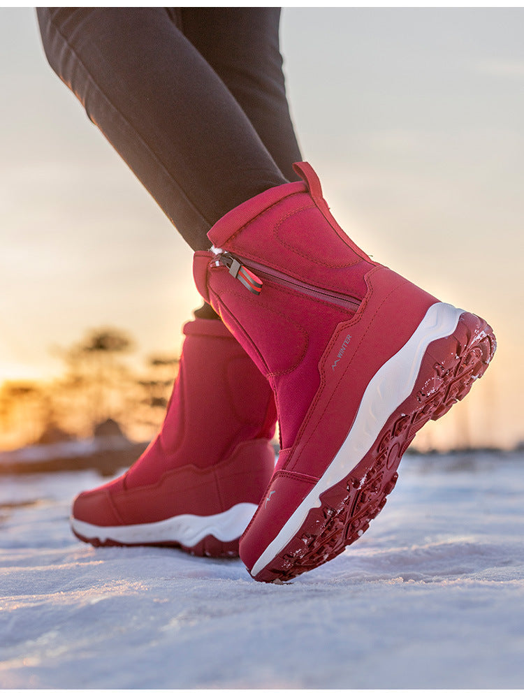 Women's winter boots with side zipper - waterproof, non-slip, durable snow boots with warm lining