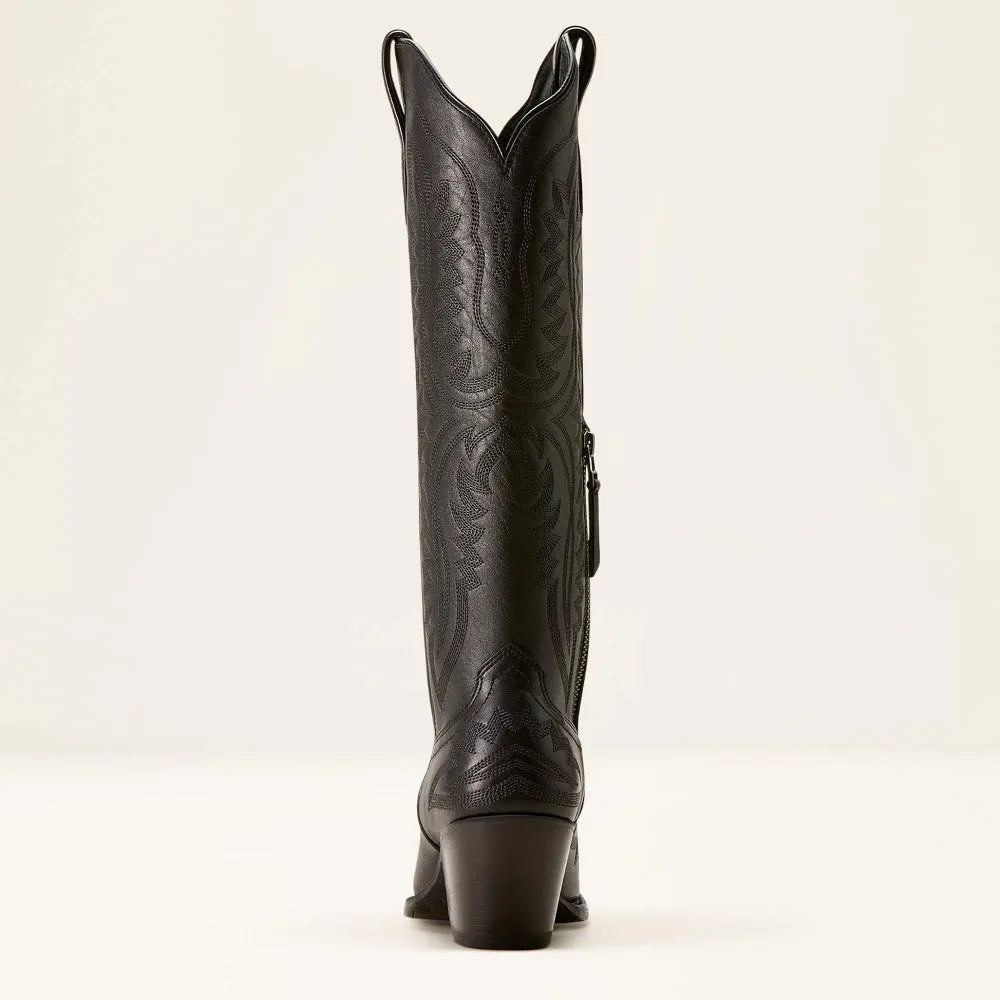 Women's embroidered cowboy boots with pointed toe, Cuban heel, side pull tab