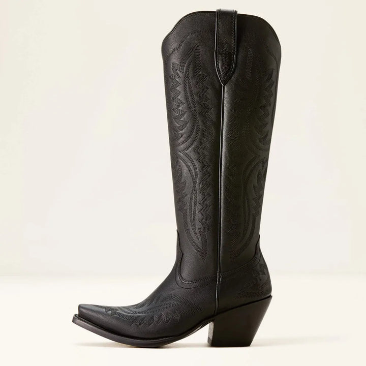 Women's embroidered cowboy boots with pointed toe, Cuban heel, side pull tab