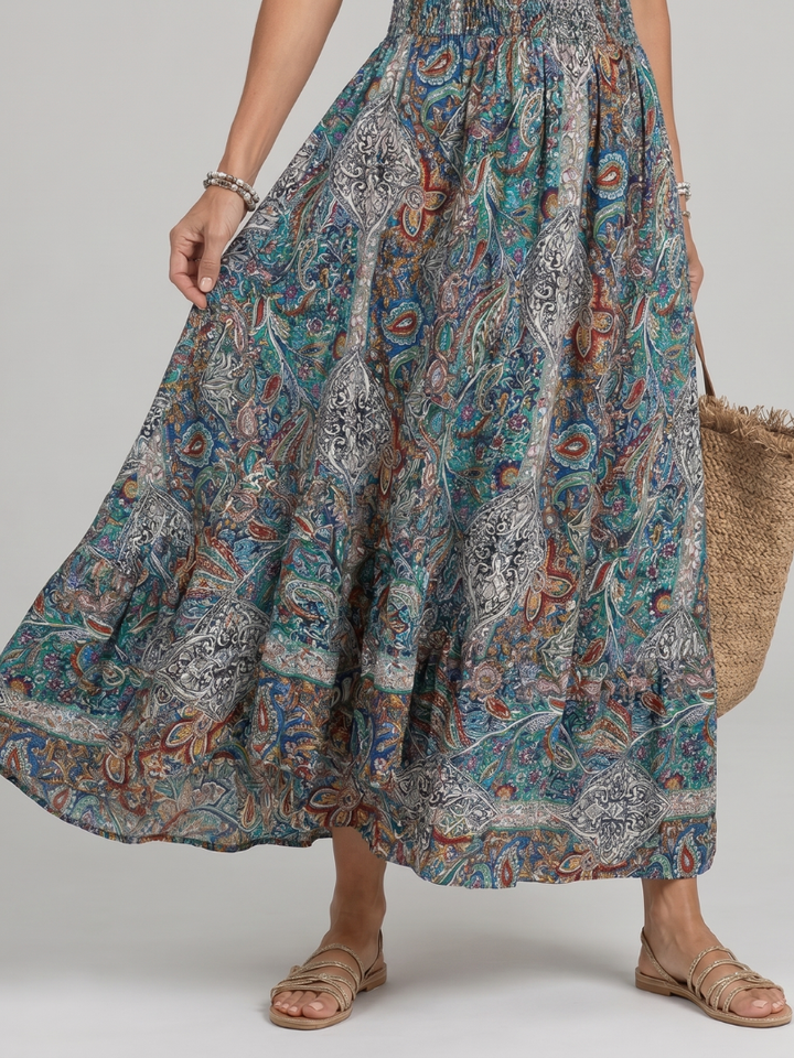 Marisela | Sleeveless Paisley Print Midi Dress