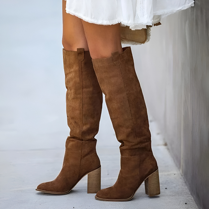 Women's Leather Boots with Sturdy Block Heel | Classic Genuine Leather Ankle Boots for Everyday Wear and Office Style