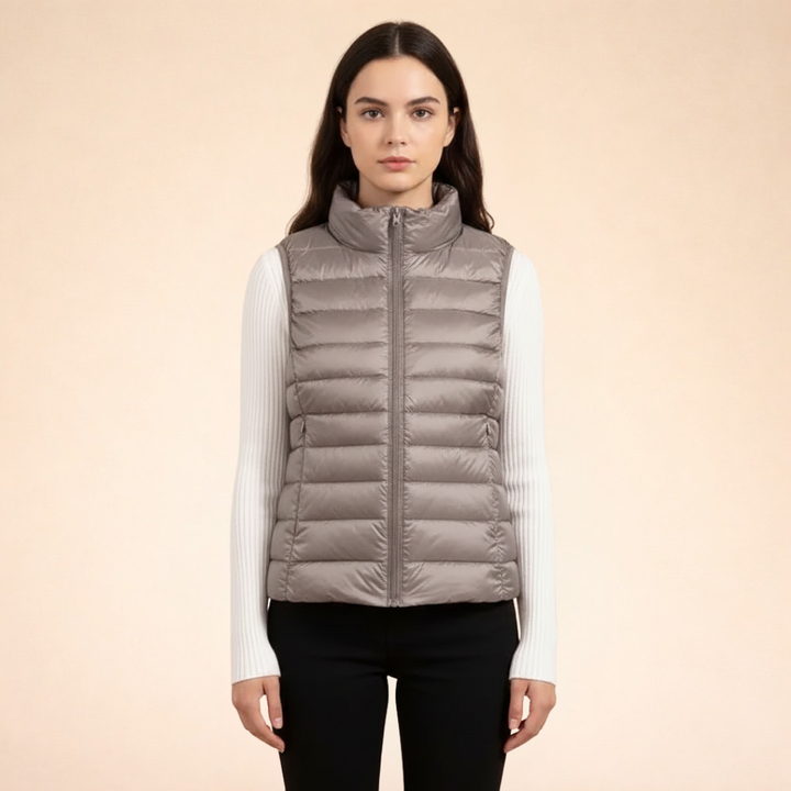 Women's Ultralight Down Vest | Lightweight Padded Gilet with Stand-Up Collar | Slim Fit Quilted Nylon Bodywarmer for Layering
