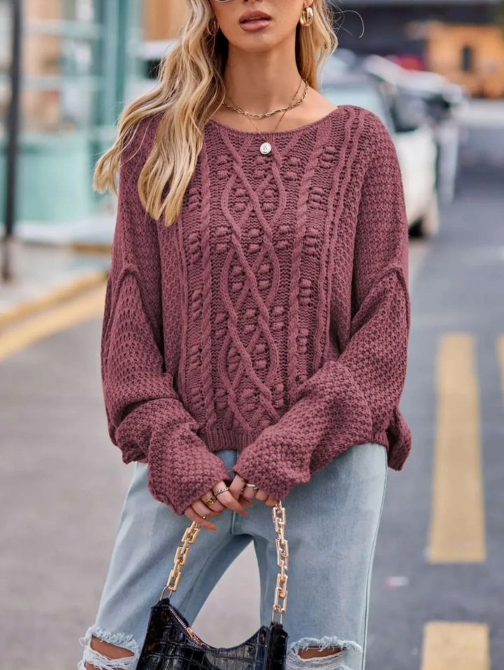 Elegant Long-Sleeve Crew Neck | Premium Cotton-Polyester Blend Sweater