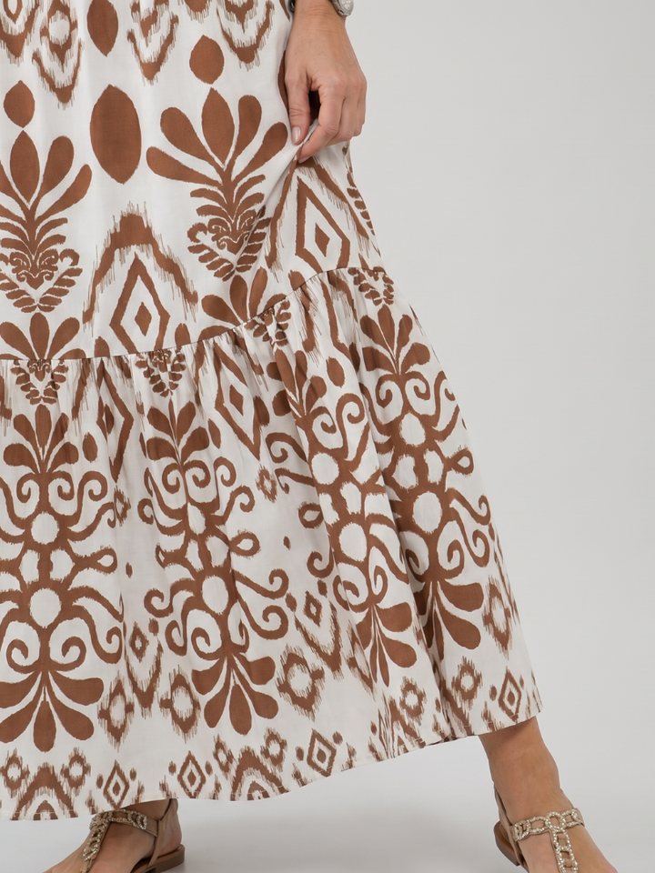 Numan | Short Flutter Sleeve Flared Skirt Midi Dress