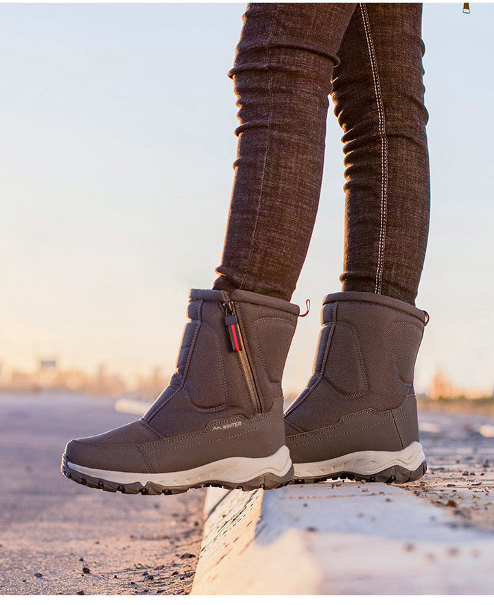 Women's winter boots with side zipper - waterproof, non-slip, durable snow boots with warm lining