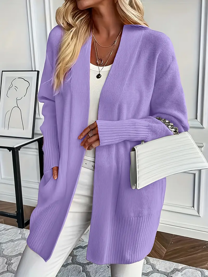 Women's knitted sweater with a round neckline and relaxed fit
