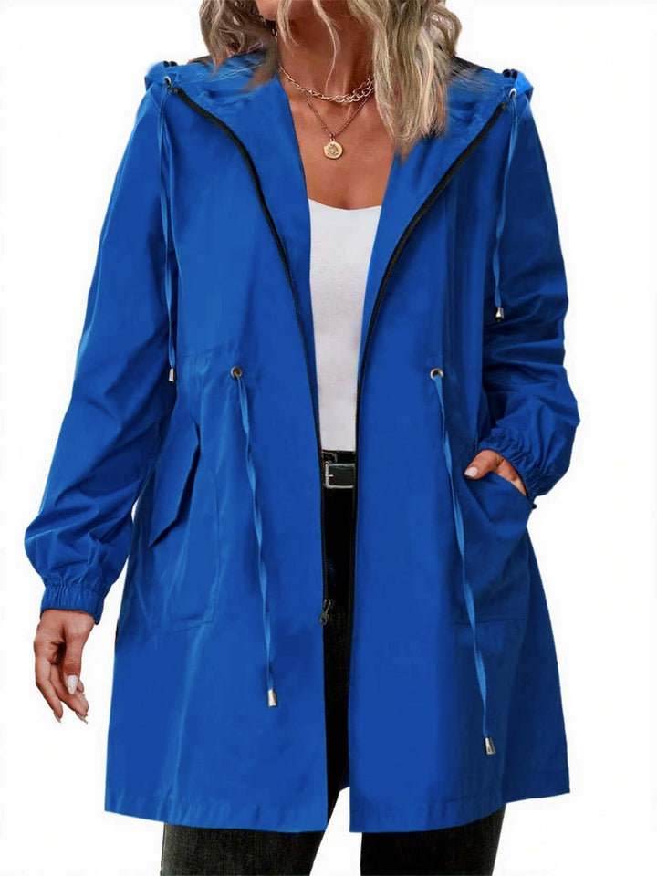Plus-Size Women's Rain Jacket with Hood and Zipper