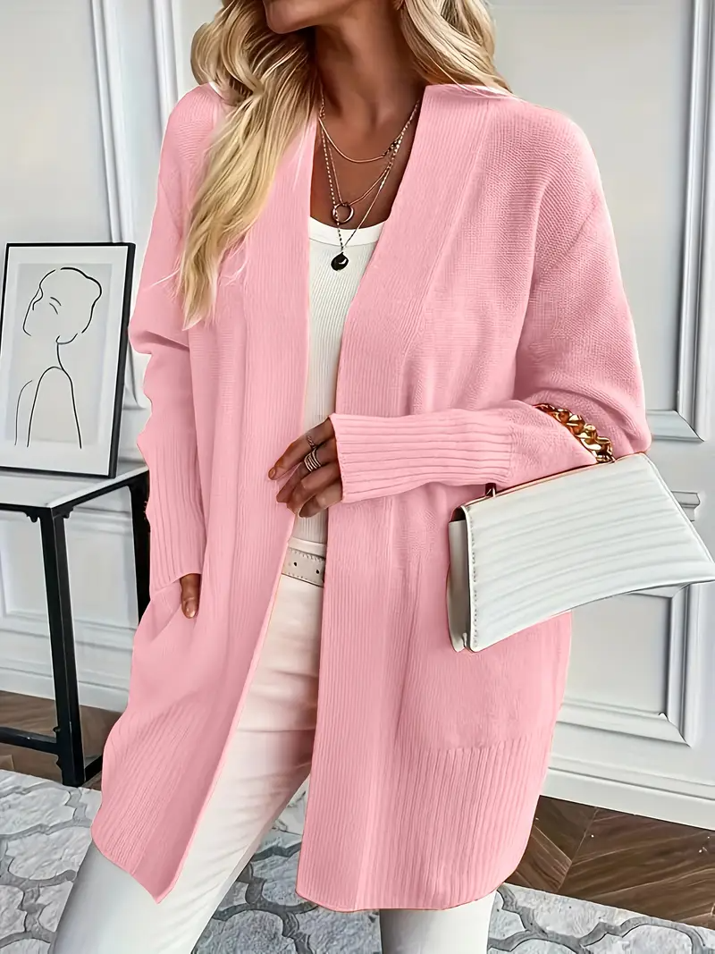 Women's knitted sweater with a round neckline and relaxed fit