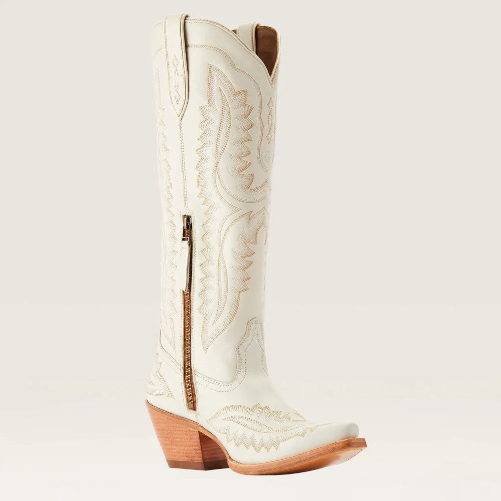 Women's embroidered cowboy boots with pointed toe, Cuban heel, side pull tab