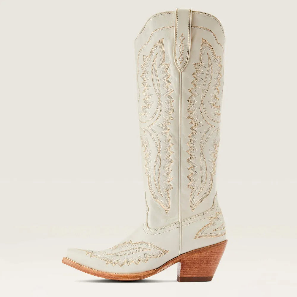 Women's embroidered cowboy boots with pointed toe, Cuban heel, side pull tab