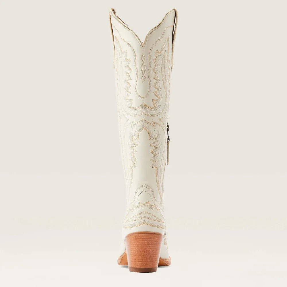 Women's embroidered cowboy boots with pointed toe, Cuban heel, side pull tab