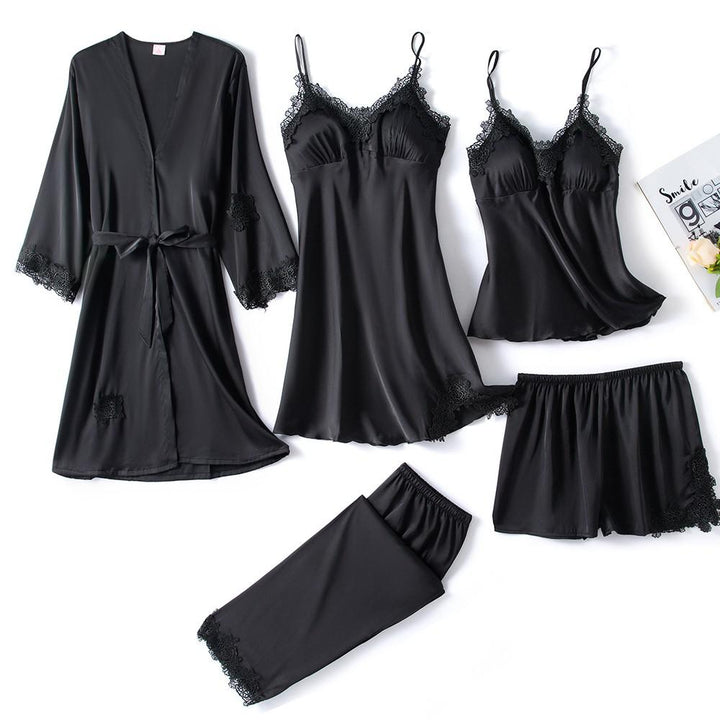 Lace-Trimmed Satin Sleepwear Set for Her – Celeste