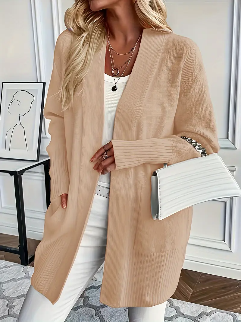 Women's knitted sweater with a round neckline and relaxed fit