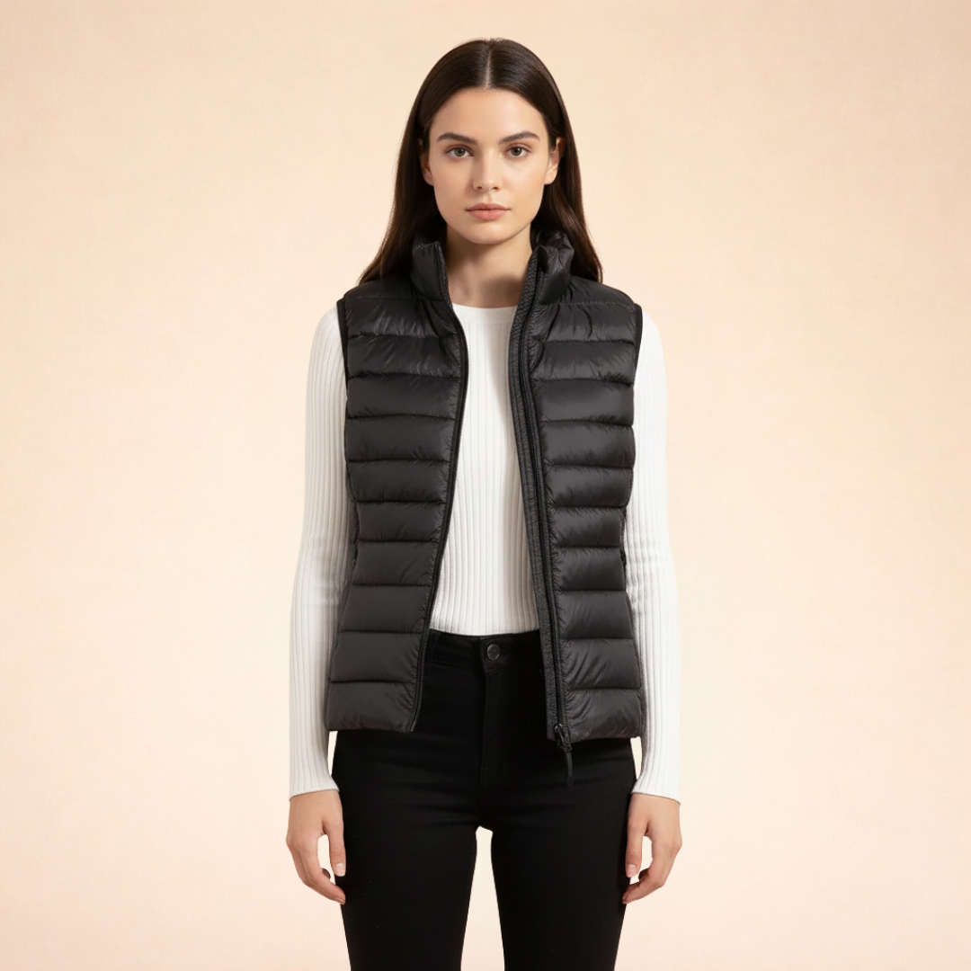 Women's Ultralight Down Vest | Lightweight Padded Gilet with Stand-Up Collar | Slim Fit Quilted Nylon Bodywarmer for Layering