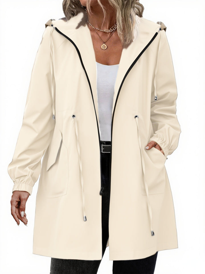 Plus-Size Women's Rain Jacket with Hood and Zipper