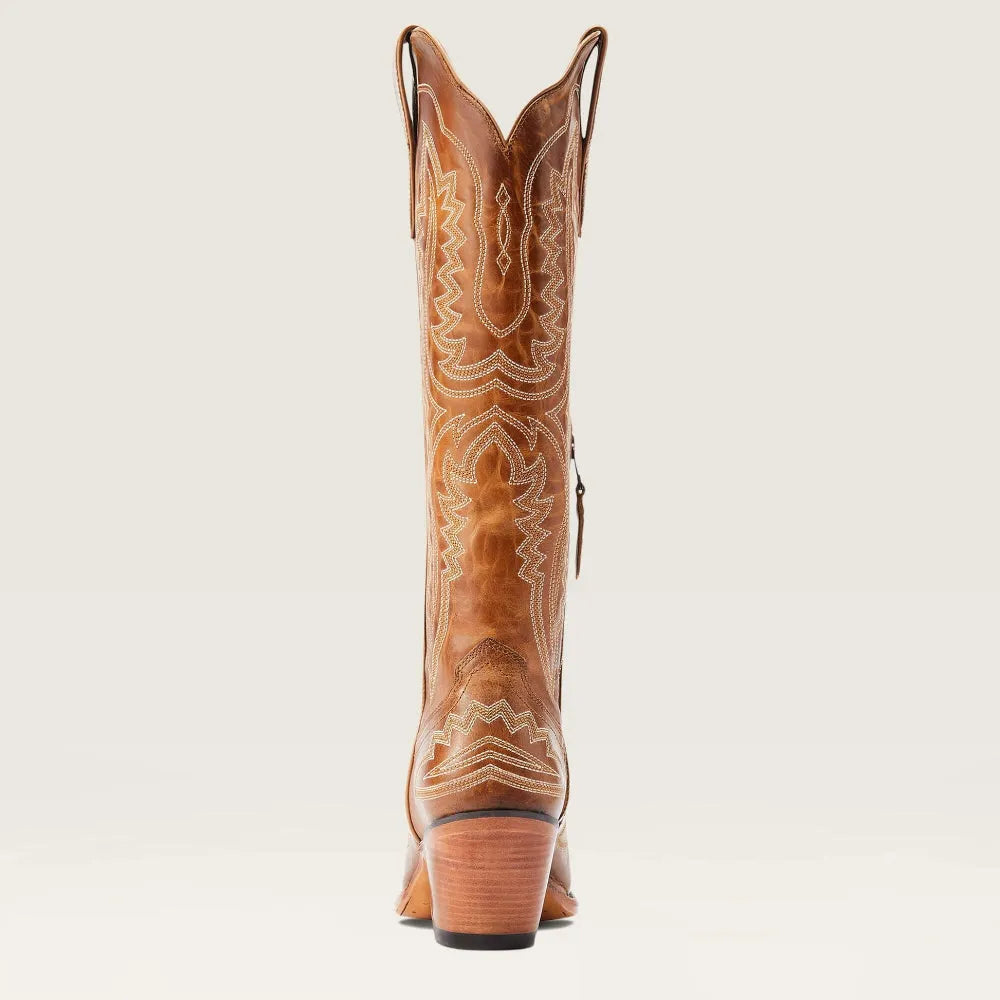 Women's embroidered cowboy boots with pointed toe, Cuban heel, side pull tab