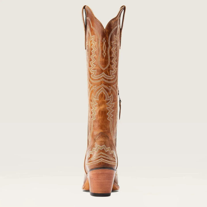 Women's embroidered cowboy boots with pointed toe, Cuban heel, side pull tab