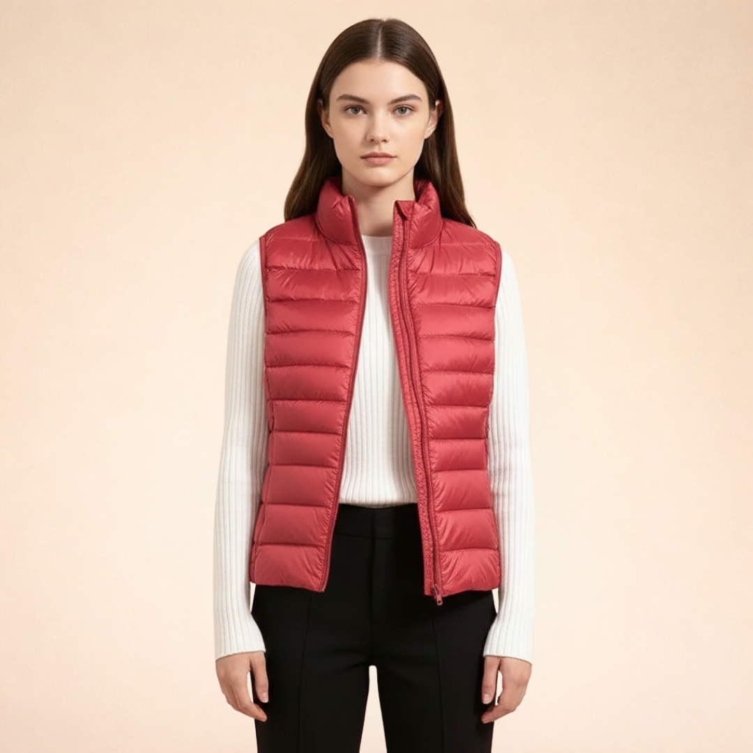 Women's Ultralight Down Vest | Lightweight Padded Gilet with Stand-Up Collar | Slim Fit Quilted Nylon Bodywarmer for Layering