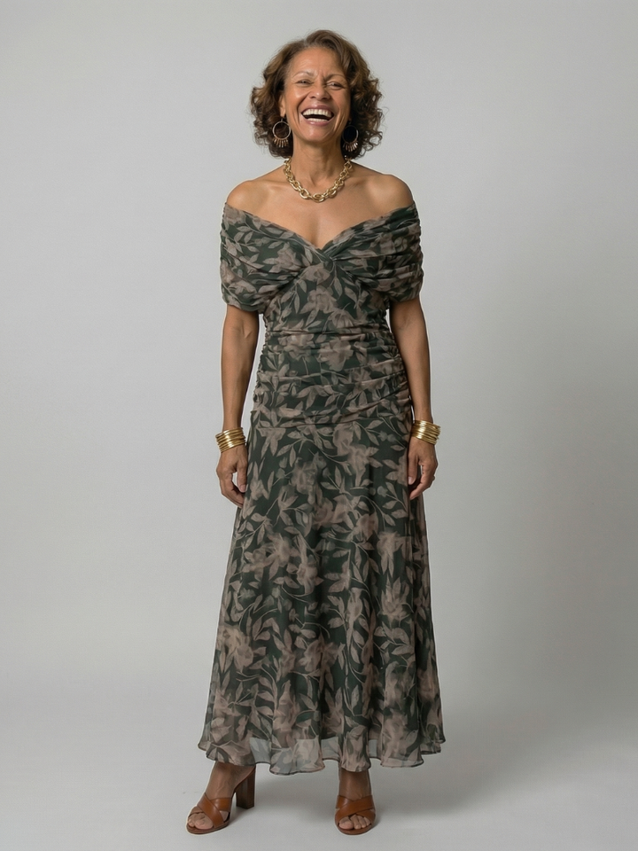 Calen | Off-Shoulder Flow Midi Dresses