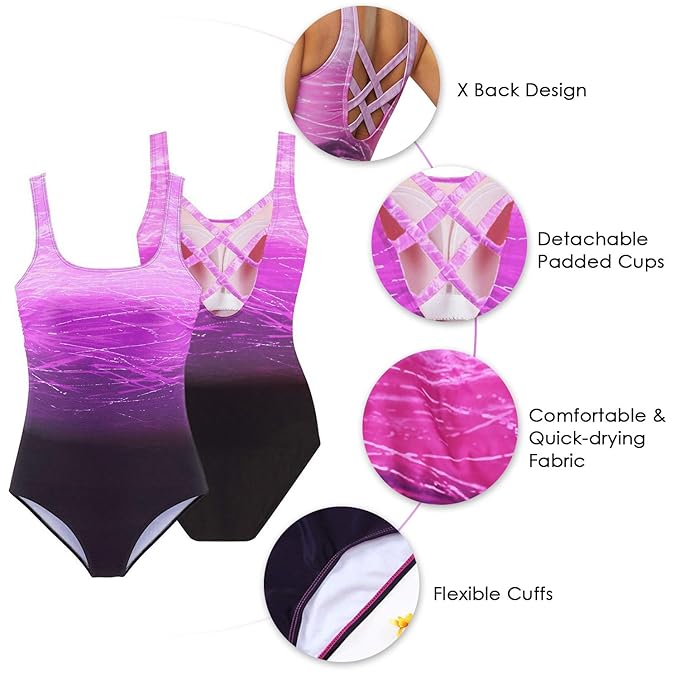 Nina - Quick-Dry Gradient Swimwear with Cutout Back and Stylish Stripes