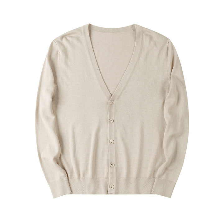 Men's V-neck Cardigan Sweater | Cotton Blend Slim Fit Knitwear | Lightweight Long Sleeve Button-Up Layering Top for Men