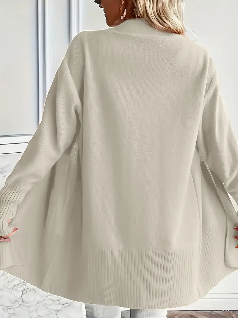Women's knitted sweater with a round neckline and relaxed fit