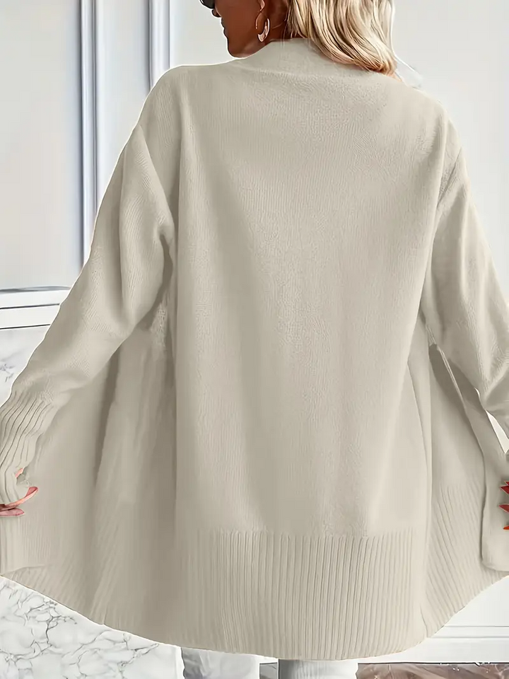 Women's knitted sweater with a round neckline and relaxed fit