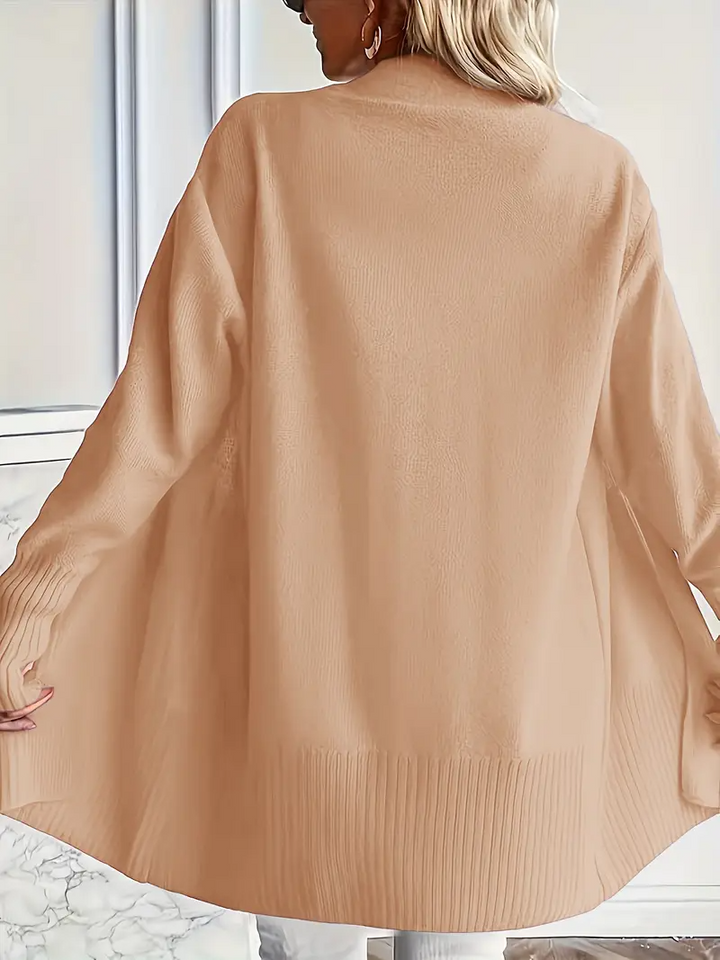 Women's knitted sweater with a round neckline and relaxed fit