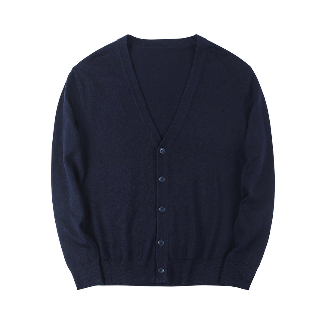 Men's V-neck Cardigan Sweater | Cotton Blend Slim Fit Knitwear | Lightweight Long Sleeve Button-Up Layering Top for Men