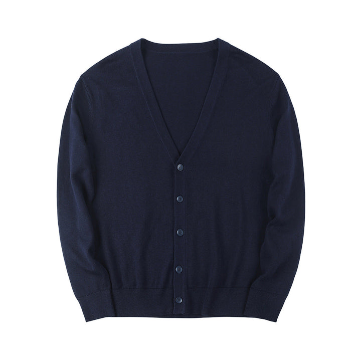 Men's V-neck Cardigan Sweater | Cotton Blend Slim Fit Knitwear | Lightweight Long Sleeve Button-Up Layering Top for Men