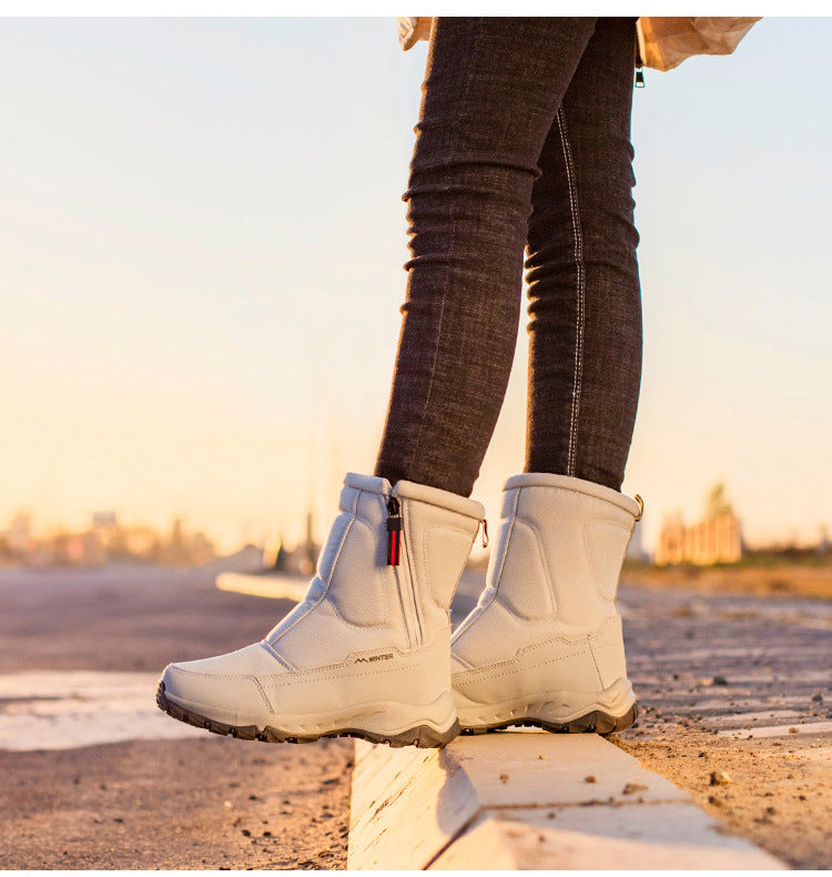 Women's winter boots with side zipper - waterproof, non-slip, durable snow boots with warm lining