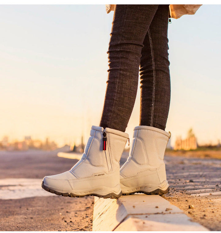 Women's winter boots with side zipper - waterproof, non-slip, durable snow boots with warm lining