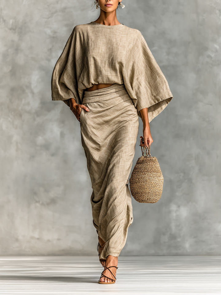 Selene | Soft Batwing Top and Maxi Skirt Two-Piece Set
